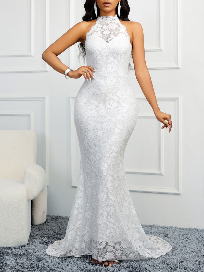 Women’s Clothing spring backless new style solid color trailing elegant slim party women's evening dress_voghion.com