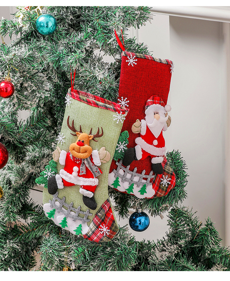 CELESTIALUMINA Large Linen Christmas Stockings, Fences, Christmas Gift Bags, Christmas Tree Ornaments, Candy Bag Decorations_voghion.com
