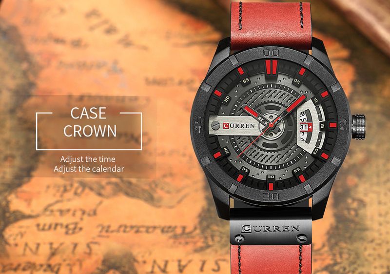 Orologio da uomo al quarzo con cinturino in pelle e datario, resistente all'acqua, orologio da polso casual alla moda, quadrante rotondo, cassa in lega di pelle_voghion.com