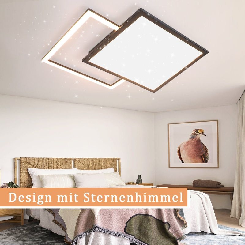 Glitzerlife Deckenlampe LED Deckenleuchte Dimmbar - Schwarz Wohnzimmerlampe Modern 46W Küchenlampe Mit Sternenhimmel Design Für Schlafzimmer Arbeitszimmer Büro_voghion.com