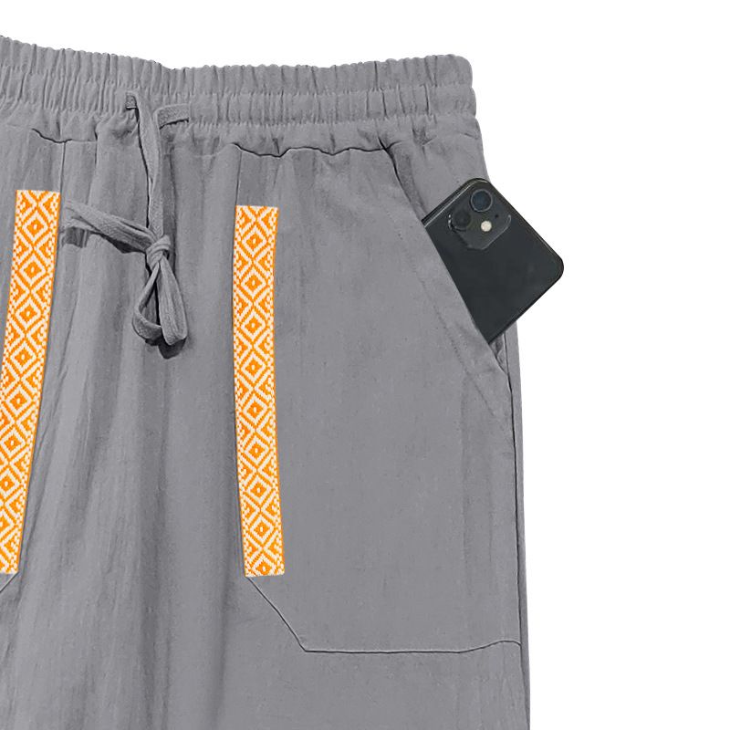 Four Seasons Men's Linen Breathable Bohemian Style Loose Wide-leg Hip-hop Casual Sports Pants_voghion.com