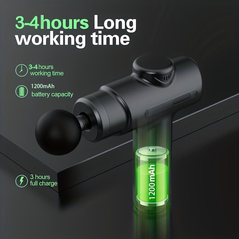 1pc Fascia Gun Masažna pištola za mišice Deep Tissue Percussion Massager za športnike, ročna pištola za masažo hrbtnih mišic telesa z 8 masažnimi glavami_voghion.com