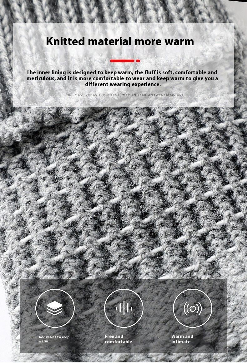 Autumn Winter Touch Screen Men, Thickened Anti Needle Jacquard For Women, Fashionable And Warm Couple Knitted Gloves_voghion.com
