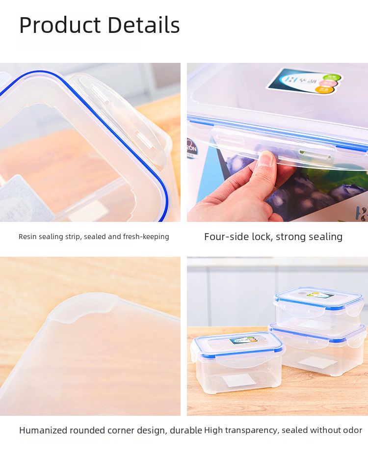 Lunchbox aus Kunststoff, mit Silikon versiegelt, Frischhaltebox, Lebensmittelbox, Aufbewahrungsbox mit großem Fassungsvermögen, Kühlschrank, Frischhaltebox, Mikrowelle_voghion.com
