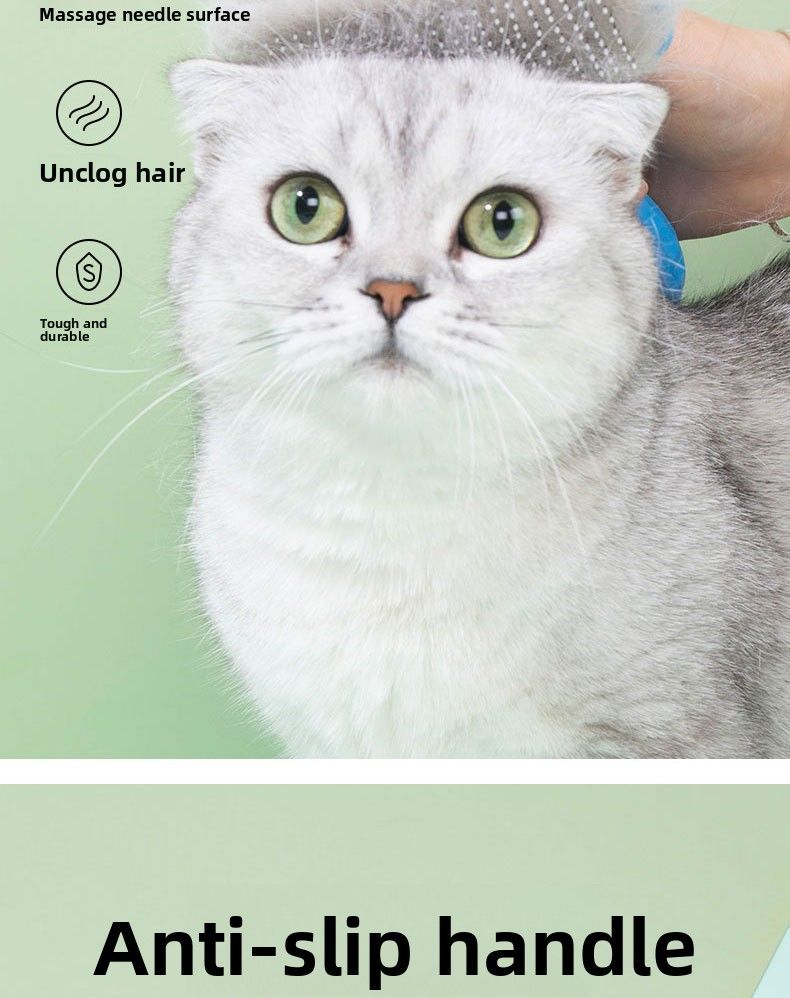 Hundebürste, Katzenbürste, Haustierbürste, Haarentferner, Haustierbürste Langes Haar Und Kurzes Haar, Verwenden Sie Einen Knopf, Um Tierhaare Von Der Bürste Zu Reinigen, Blau_voghion.com