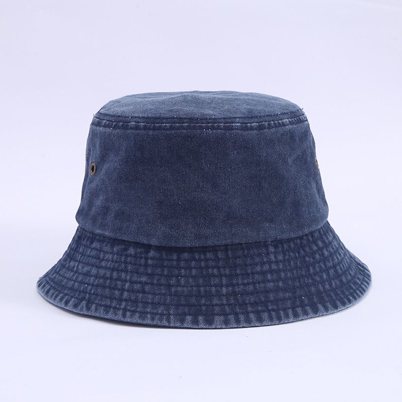 Chapéu de balde retrô lavado popular, simples, moderno, masculino e feminino, versátil, dobrável, jeans, chapéu de bacia, moda_voghion.com