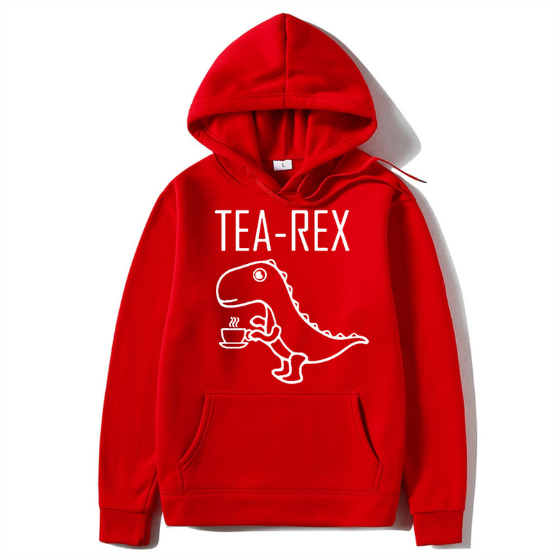 Nuovo simpatico dinosauro che beve caffè Maglioni da uomo e da donna con cappuccio di tendenza di strada_voghion.com