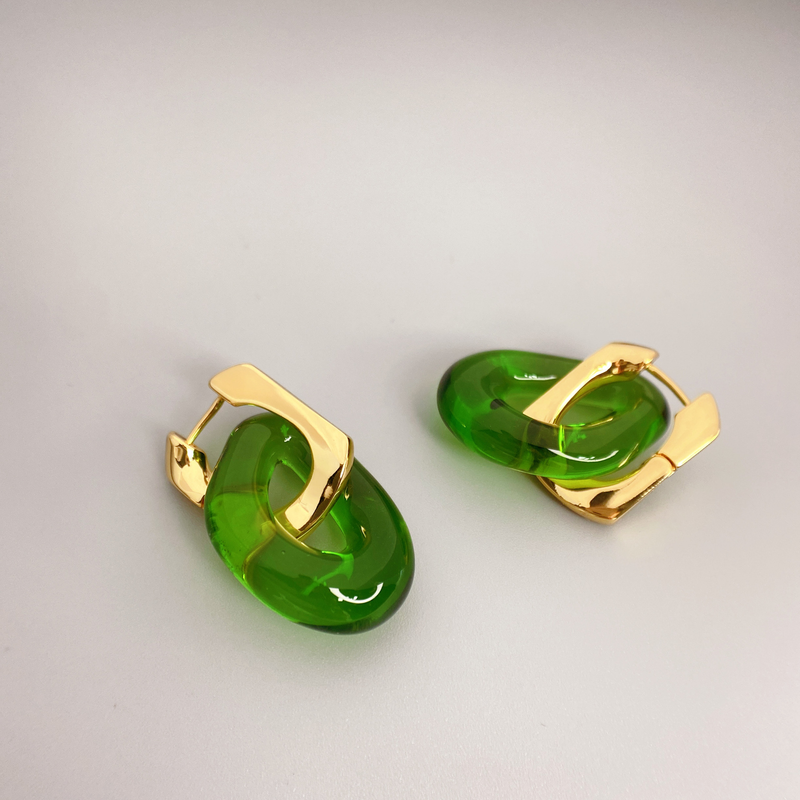 Nuovi orecchini alla moda staccabili per le donne, a forma di U irregolare con pendente in vetro, accessori per le orecchie alla moda_voghion.com
