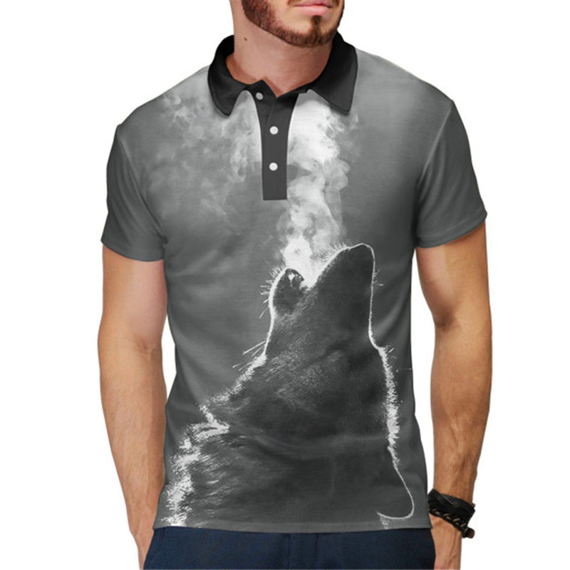 Men's casual 3D short sleeve crewneck T-shirt blazer fashion logo Polo shirt_voghion.com