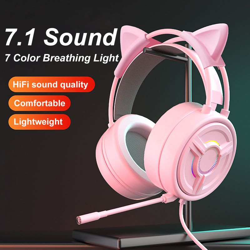 PSH-200 Wired Headphone Stereo Sound Effect Noise Reduction Cat Ear Shape HiFi Head-mounted Earphone for Listening to_voghion.com