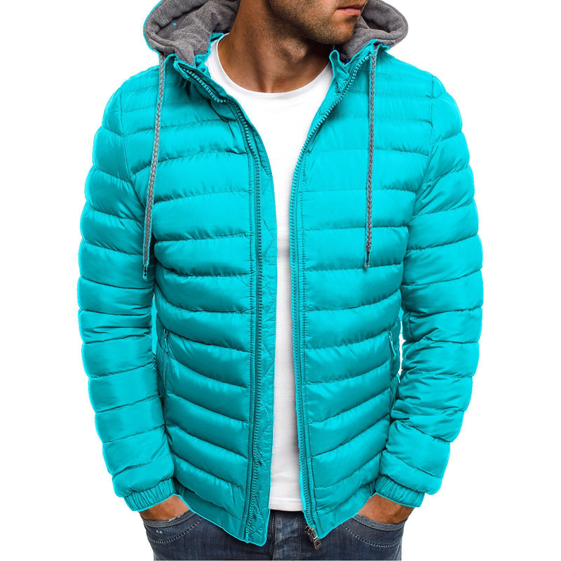 Manteau d'hiver 2021 en duvet pour homme, couleur unie, épais, ample, rembourré en coton, taille européenne_voghion.com