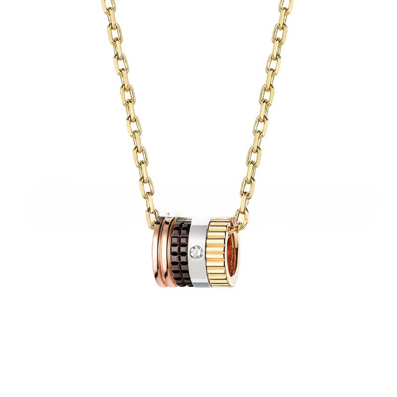 Designer's Couple High Luxury Fashion Trendy Cool New Gear Inlaid Diamond Ceramic Rotating V-Gold Color Separation Necklace INS Couple Necklace_voghion.com