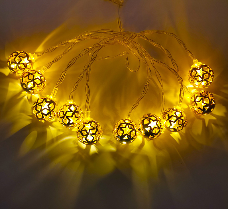 LED string Moroccan ball iron art hollowed out small round ball string lights Christmas Day courtyard outdoor decorative lights_voghion.com