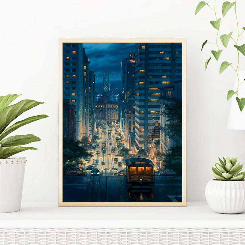 RUOPOTY 40x50cm Paint By Numbers Kits Picture Paint Urban Night Scenery Paint For Painting Artwork _voghion.com