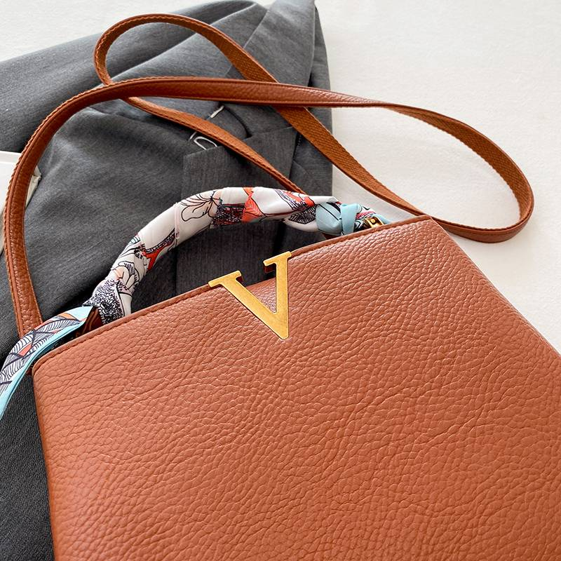 Borsa a mano alla moda da donna, monospalla, a tracolla, per lavoro, con sciarpa_voghion.com