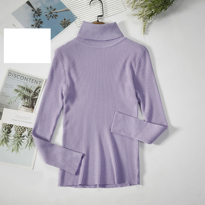 Maglione a collo alto a maniche lunghe da donna, in tinta unita, stile coreano (24 colori disponibili) maglione lavorato a maglia_voghion.com