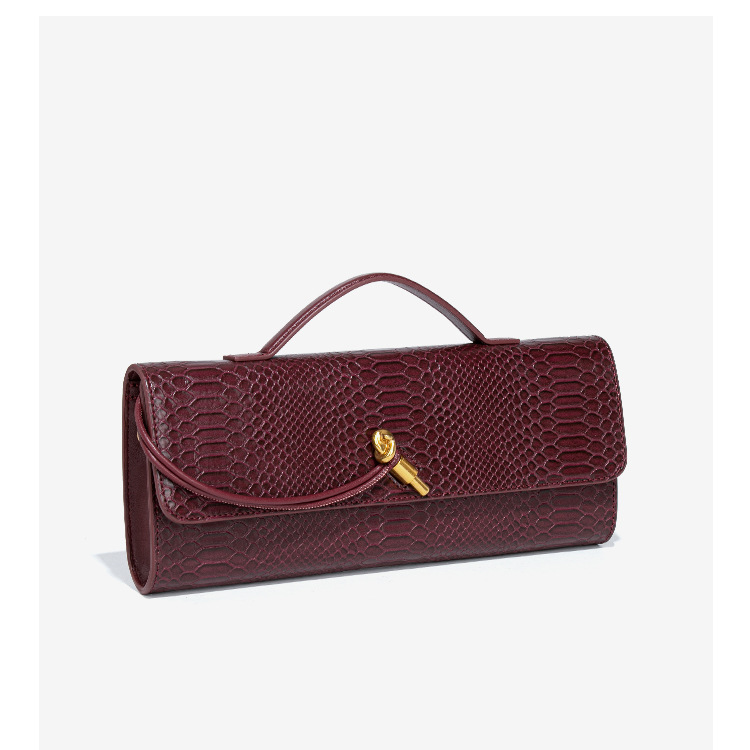 Handhållen aftonväska för kvinnor stenmönster baguetteväska, retro nischaxelväska_voghion.com
