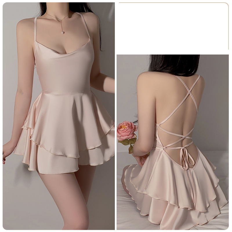 Riietus Guiruo Brändi Aluspesu Mugav siidine Satiin Seksikas Sway Krae Naiste Suspender Öösärk Välismantel Avaleht_voghion.com