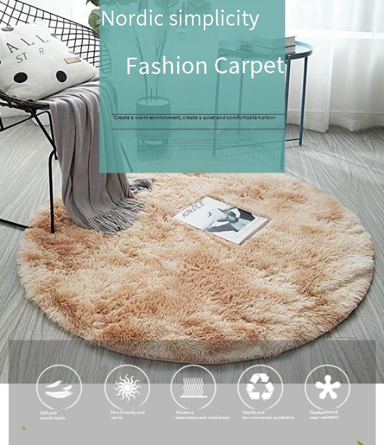 Alfombra de poliéster con estampado geométrico nórdico: suave, antideslizante y redonda para sala de estar, lavable y resistente a la decoloración (varios tamaños y colores)._voghion.com