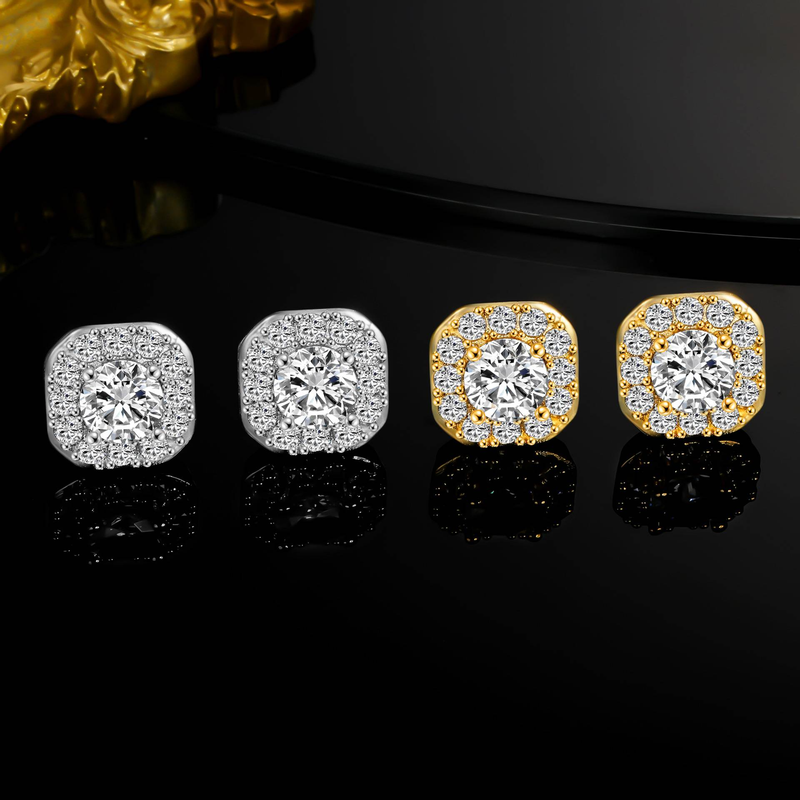 12 mm Zirkonia Ohrstecker für Damen & Herren, eleganter leichter Luxus-Modeschmuck, hypoallergene Kupferfassung, trendige Geschenkidee_voghion.com