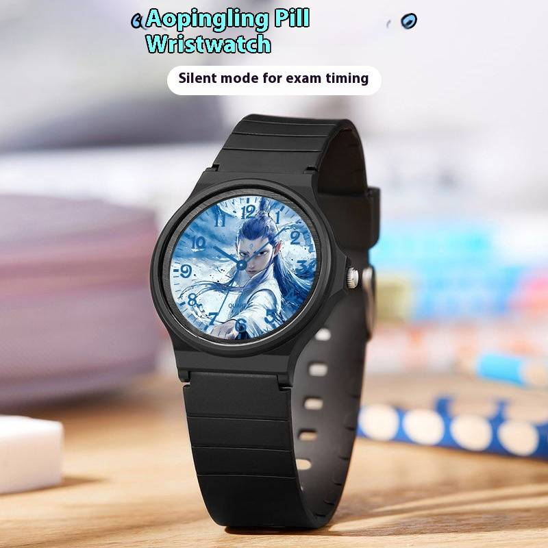 Orologio al quarzo silenzioso, adatto agli esami, con lancette luminose, quadrante nero elegante, design unisex, cinturino in resina leggero, impermeabile fino a 10 m_voghion.com