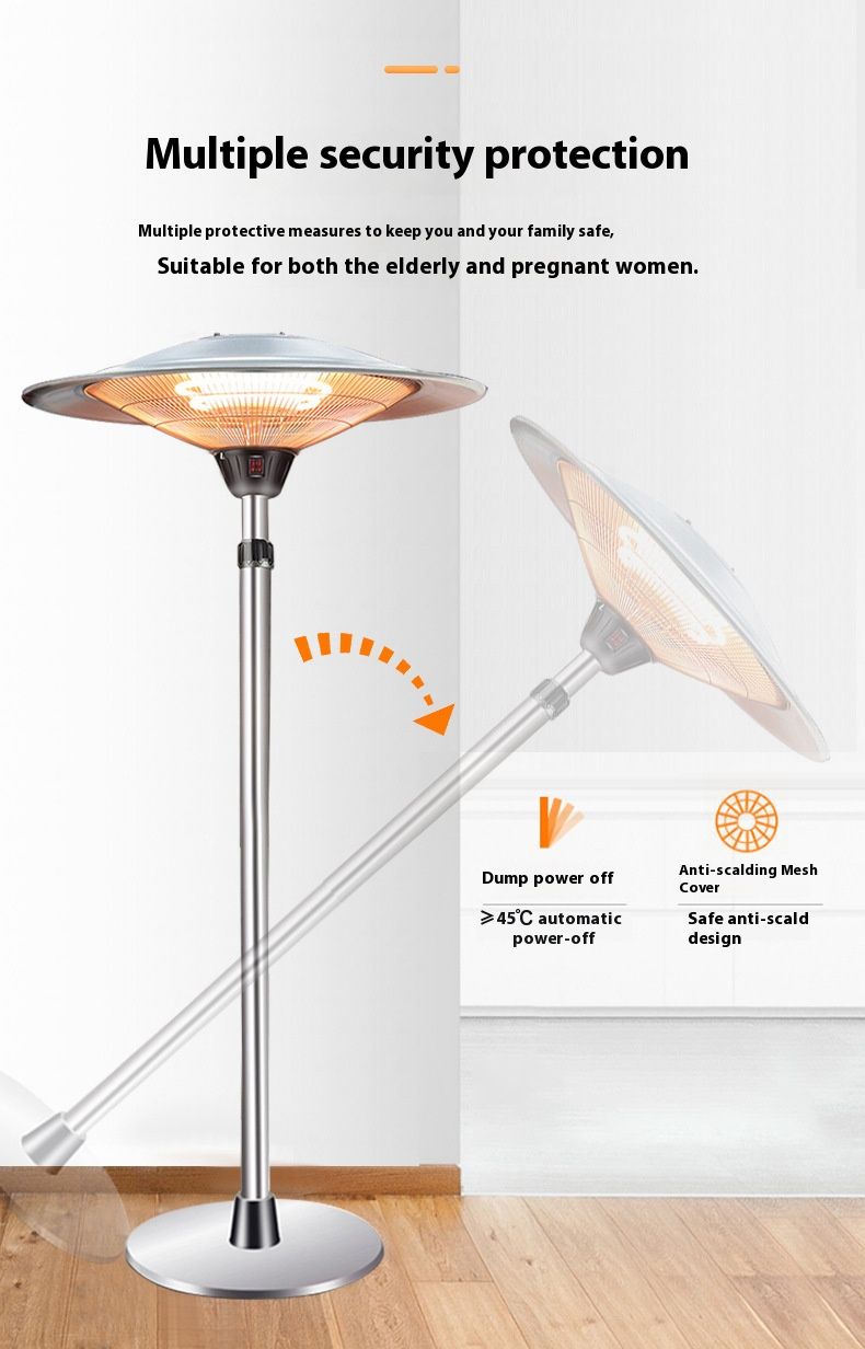 Riscaldatore da esterno in fibra di carbonio - Riscaldatore elettrico regolabile in altezza da 3000 W per uso interno/esterno, impermeabile IPX4, protezione da surriscaldamento e ribaltamento, 220 V_voghion.com