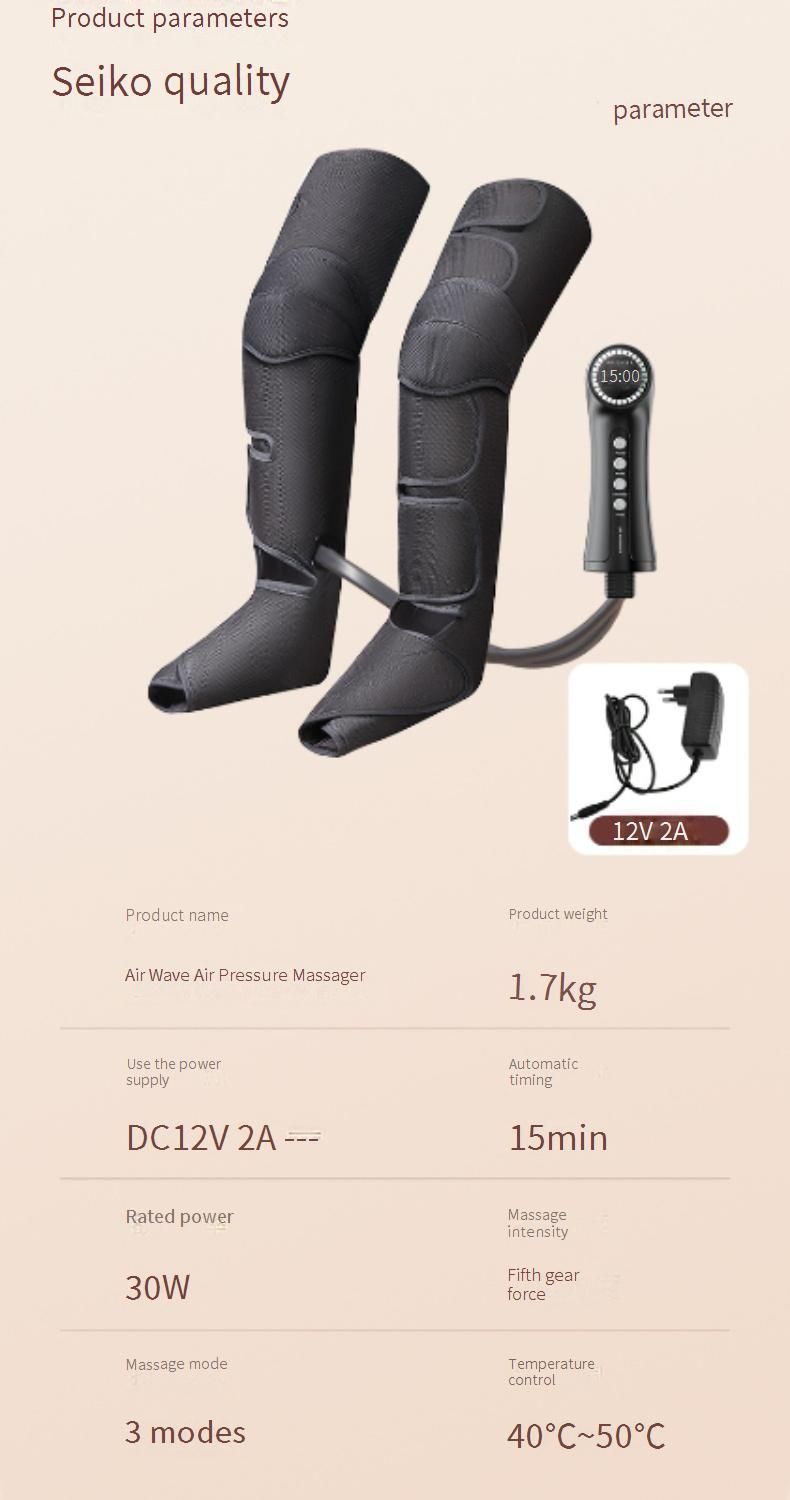 Massaggiatore per gambe a compressione d'aria con calore e vibrazione - Stimola la circolazione di tutta la gamba, polpaccio e piede per alleviare il dolore e rilassare"_voghion.com