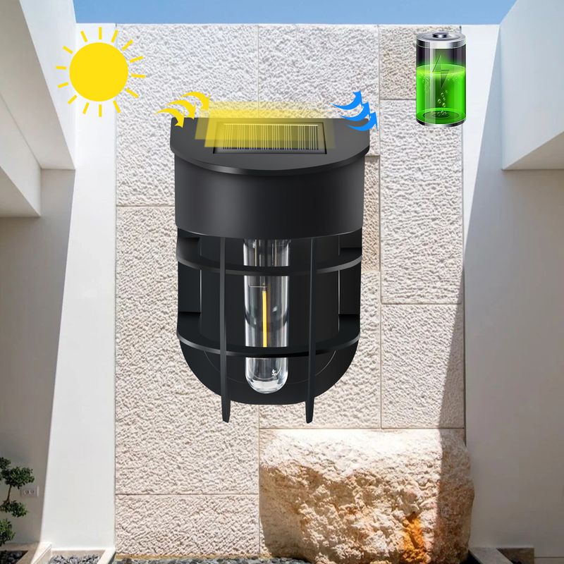 Solarbetriebene Vintage-Wandlaterne – Einstellbares warmweißes Licht, Aussparungsdesign für Zaun- und Gartendekoration_voghion.com