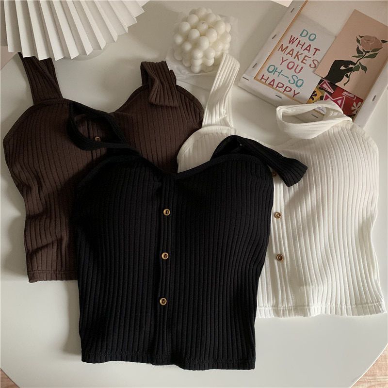 Damenbekleidung Schöner Rücken Kleine Sling Chic Weste Damen Herbst Süße Kühle Dünne Oberbekleidung Neuer Stil Mit Brustpolster Bottoming Top_voghion.com