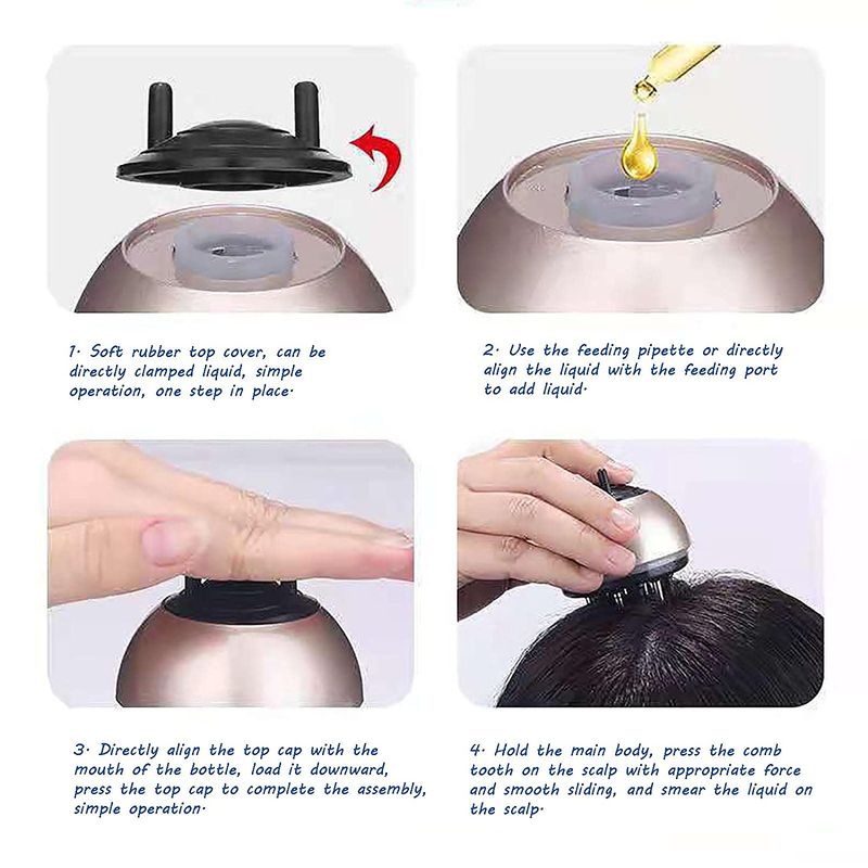 Pettine liquido applicatore per cuoio capelluto per il trattamento del cuoio capelluto Olio essenziale Pettine guida liquido Siero per la crescita dei capelli Olio Applicare la cura dei capelli_voghion.com