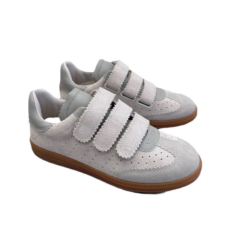 2024 Spring New Top Leather Niche Velcro Thick Bottom Casual Board Round Head Little White De Xun Women's Shoes_voghion.com