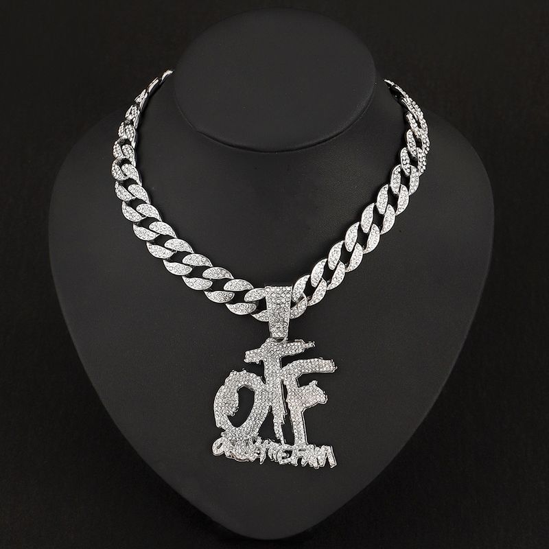 Legierung voller Diamant eingelegt Strass Anhänger übertrieben Hip Hop Legierung Öl tropft kubanische Kette Halskette Anhänger Mode_voghion.com