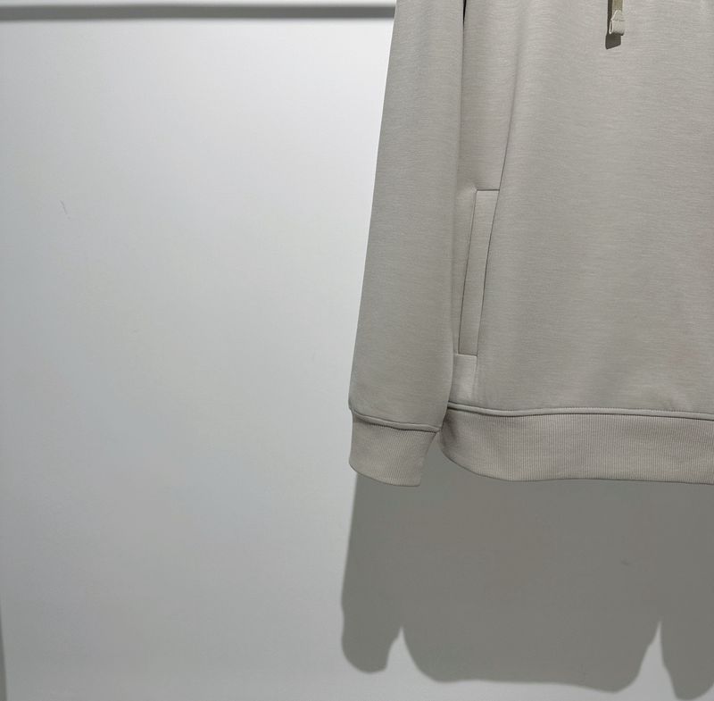 Moletom com capuz e zíper frontal em tecido de lã mista_voghion.com