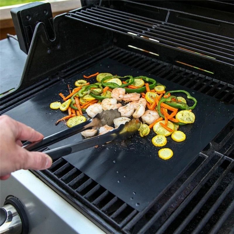 5pcs BBQ Grill Mat Barbecue Baking Non-stick Pad Reusable Cooking Plate PTFE Outdoor Picnic Party Grilling Mat Tool 40*33cm_voghion.com