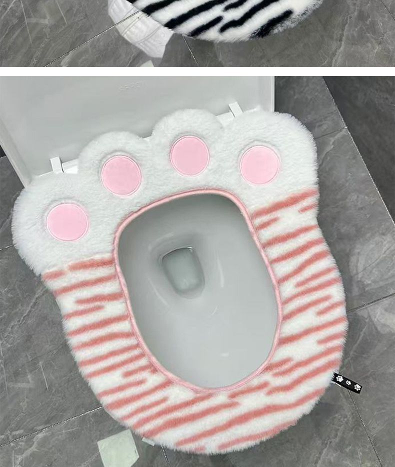 Cuscino per sedile WC universale a forma di zampa d'orso, con adesivo invernale, per quattro stagioni, addensato_voghion.com