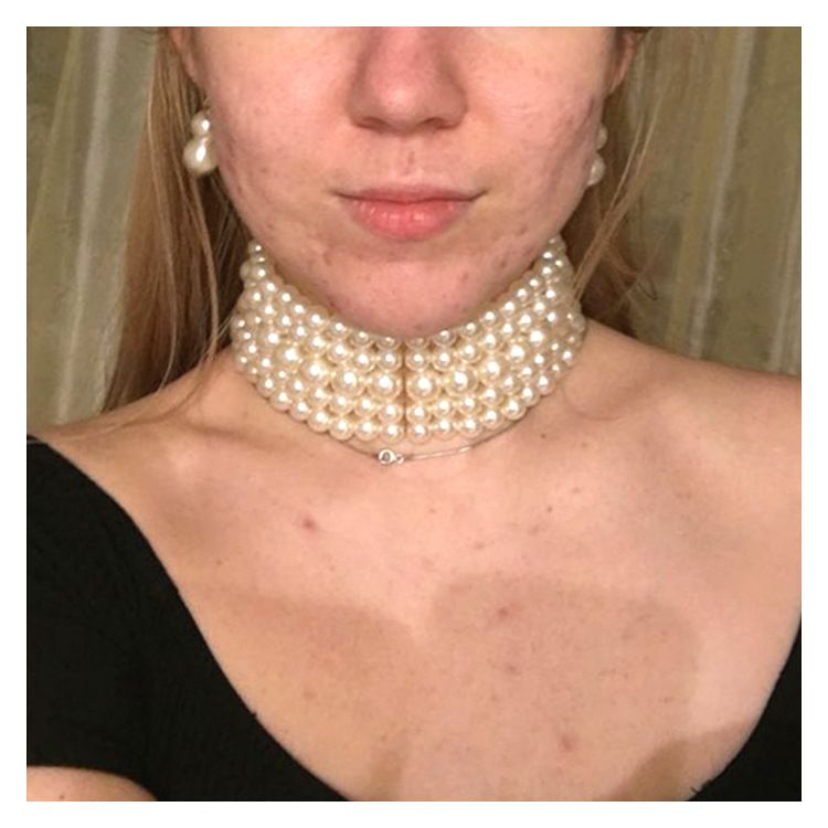 Conjunto de collar de perlas cortas multicapa para mujer, joyería 6800_voghion.com