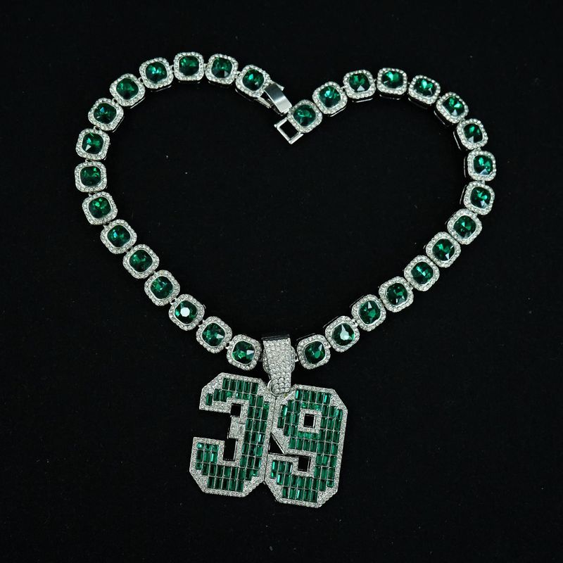 Collana con catena cubana hip-hop in lega verde 39 con zolletta di zucchero digitale, molto venduta, collana personalizzata da uomo_voghion.com