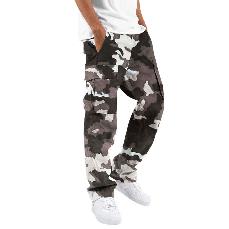 Men's Camouflage Cargo Pants - Outdoor Military Tactical Jogger Pants With Drawstring Waist & Multiple Pockets, Loose Fit Casual Work Pants_voghion.com