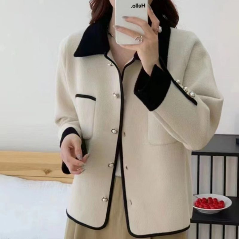 Cappotto corto in visone di lana alla moda, stile coreano, da donna, fresco, a doppia faccia, casual, alla moda, autunno inverno_voghion.com