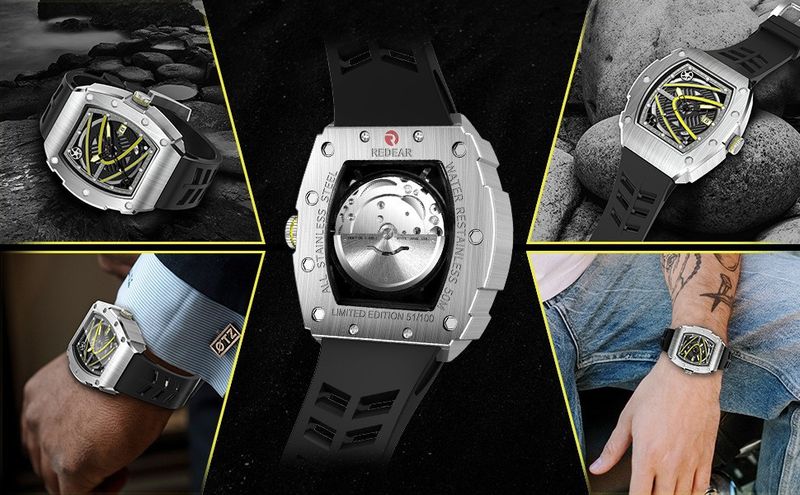 Redear Richard Barrel Style Arm Mode für Männer, ausgehöhlt vollautomatisch wasserdicht Nachtlicht Herren Nical_voghion.com