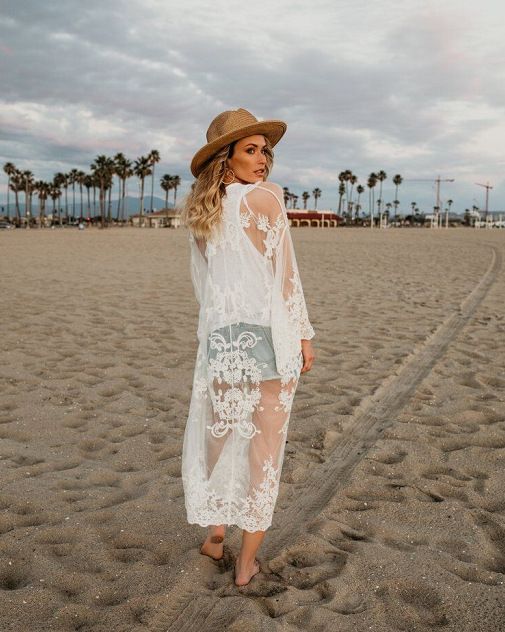 Women's Clothing New Mesh Embroidery Sunscreen Long Beach Vacation Blouse_voghion.com