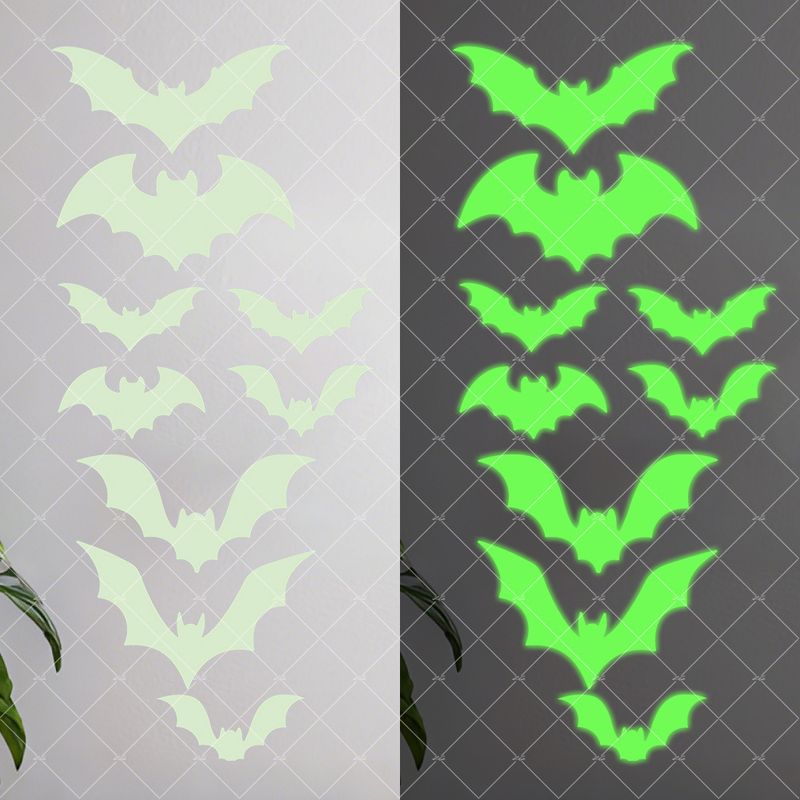 Im Dunkeln leuchtende Halloween-Wandaufkleber mit Fledermaus- und Geistermotiven – selbstklebende, gruselige Dekoration für Partys, Zuhause und Büro (verschiedene Größen und Designs)_voghion.com