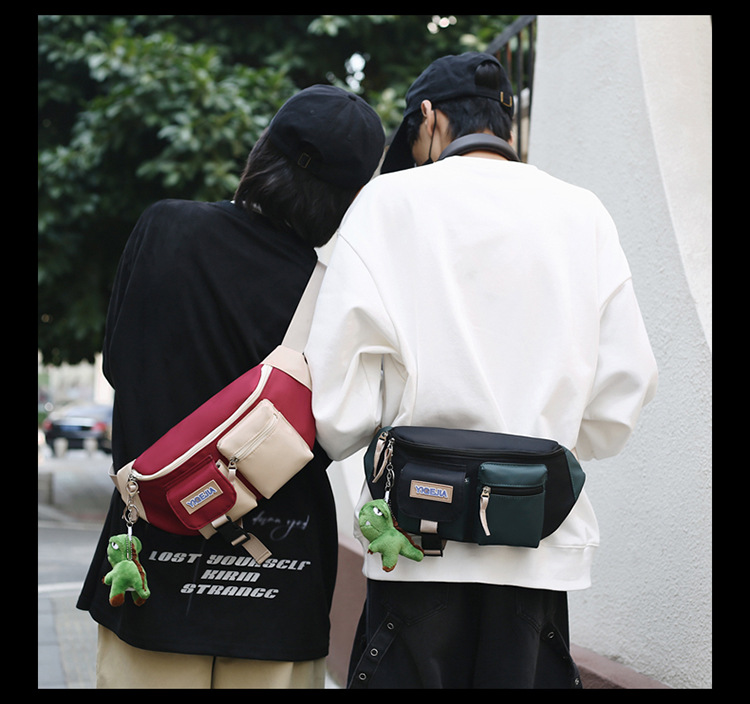 Autumn and winter new men's chest bag, color-blocked fashion student lightweight crossbody bag, Ruiying outdoor sports belt bag_voghion.com