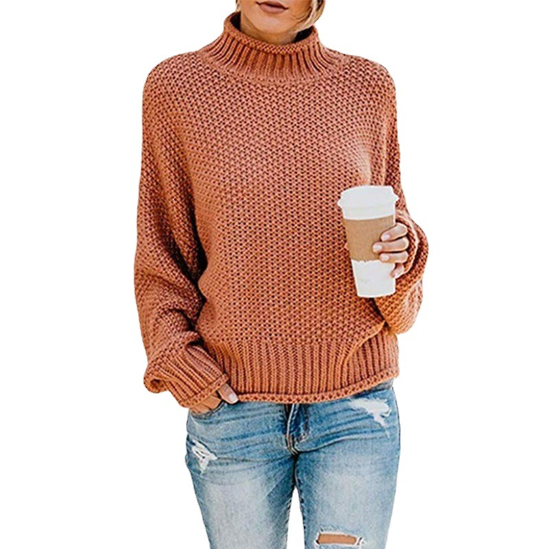 Dames vrijetijdsmode gestreepte trui met col, herfst- en winterdamesjurk_voghion.com