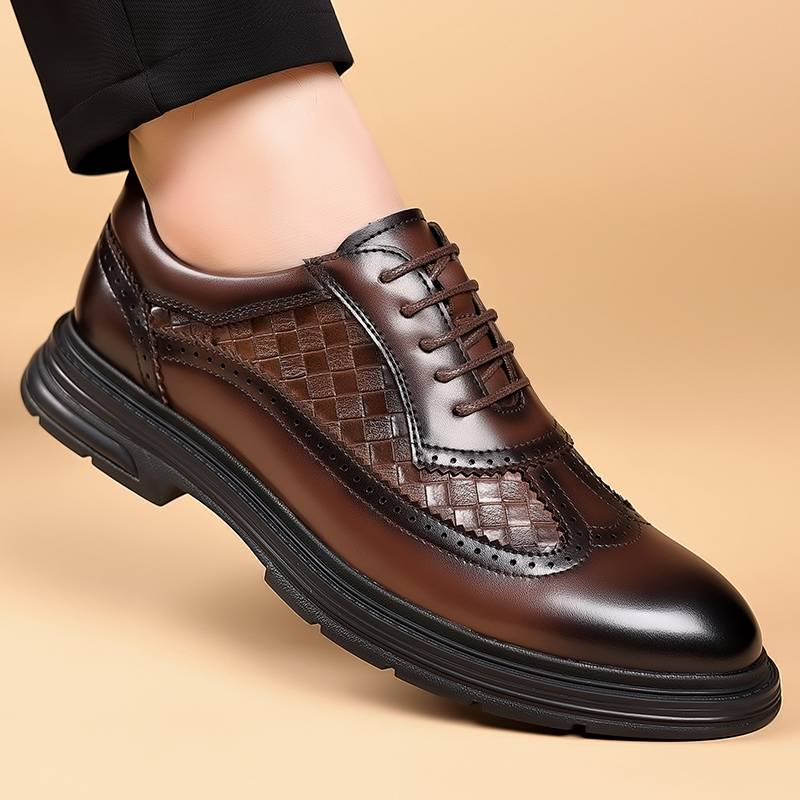Pantofi Derby la modă pentru bărbați, negri, britanici, de afaceri, formali, cu șireturi, din piele, maro, britanic, pentru banchet, pantofi din piele de mireasă_voghion.com