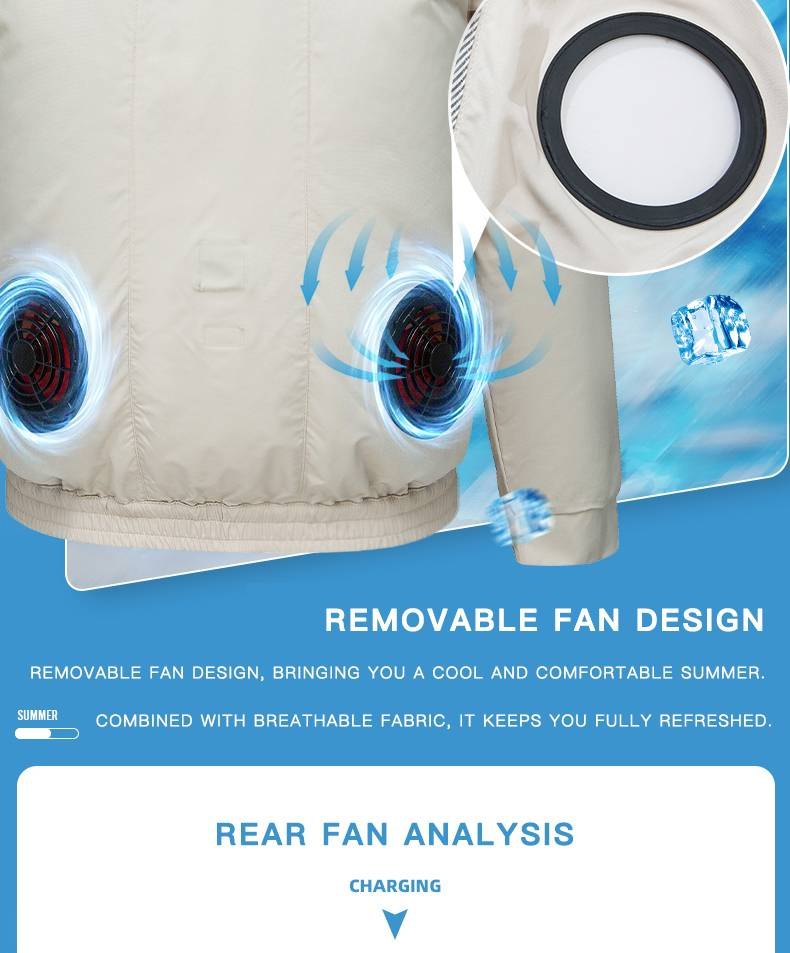 Kühlende Arbeitsjacke für Herren mit eingebautem Ventilator, wiederaufladbar, Sicherheitsarbeitskleidung für den Sommer zum Schweißen und Bauen – atmungsaktive Kleidung zum Wärmeabbau_voghion.com