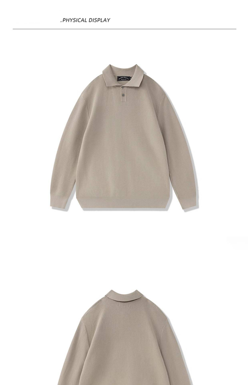 Europejski sweter z długim rękawem w dużym rozmiarze, męski T-shirt biznesowy z klapami na jesień i zimę_voghion.com