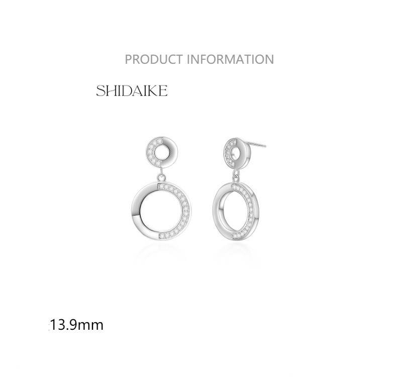 Women's Jewelry Elegant Round Stud Earrings With Zircon Stones, Vintage Style Hypoallergenic S925 Silver Plated Post High End Round Zircon Earrings_voghion.com
