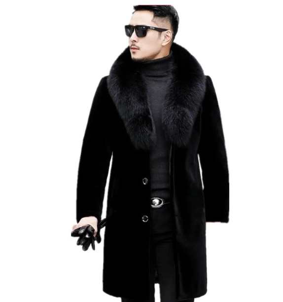 Autumn Winter New Imitation Mink Coat Men's Long Haining Mink Fur Coat Fur Coat Men Jacket_voghion.com