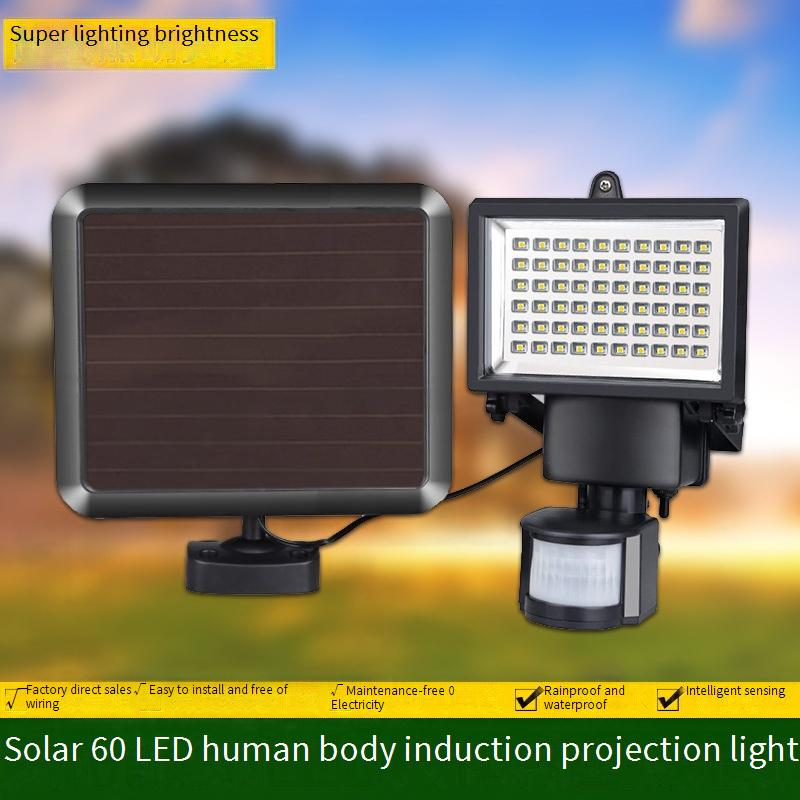 HDH Solar Motion Sensor Flood Light With 60 LEDs, IP65 Waterproof Outdoor Security Light For Garden, Pathway, Stairs_voghion.com